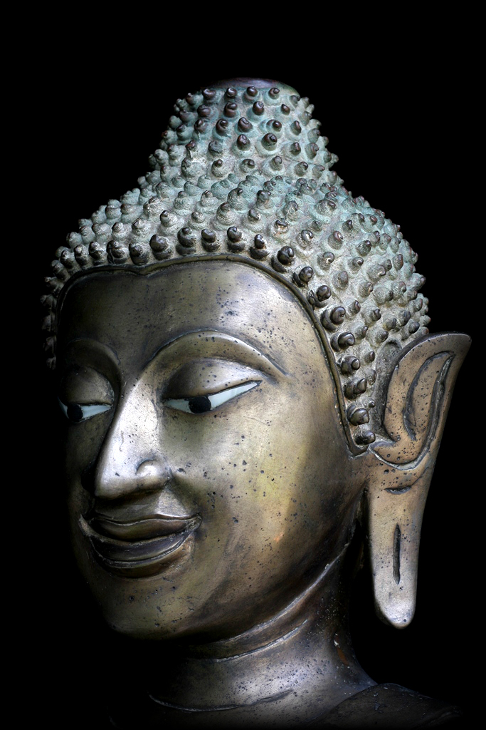 Extremely Rare 17C Sitting Bronze Laos Buddha #CH2